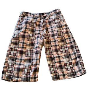 Avirex Bermuda Plaid‎ Patchwork Shorts in Red, Black and Tan men's 30